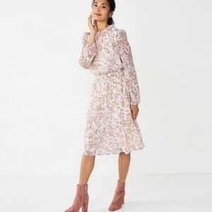 Draper James RSVP White and Pink Floral Midi Dress